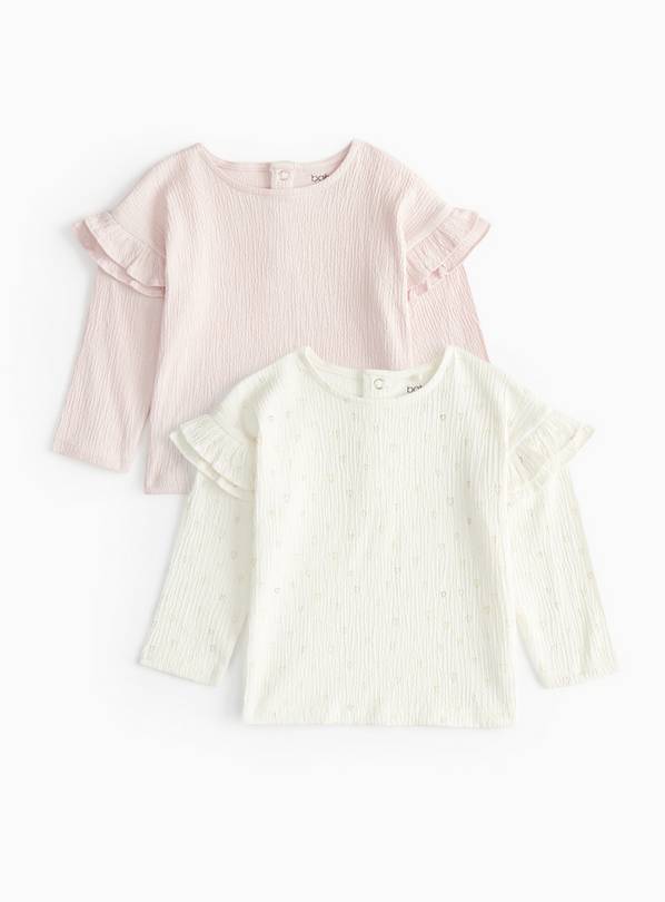 Print Long Sleeve Crinkle Tops 2 Pack 3-6 months